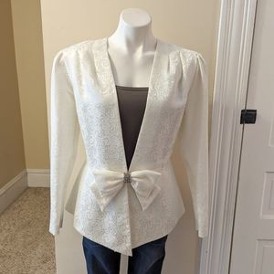 Vintage Katherine and Lindsay white peplum blazer with bow size large